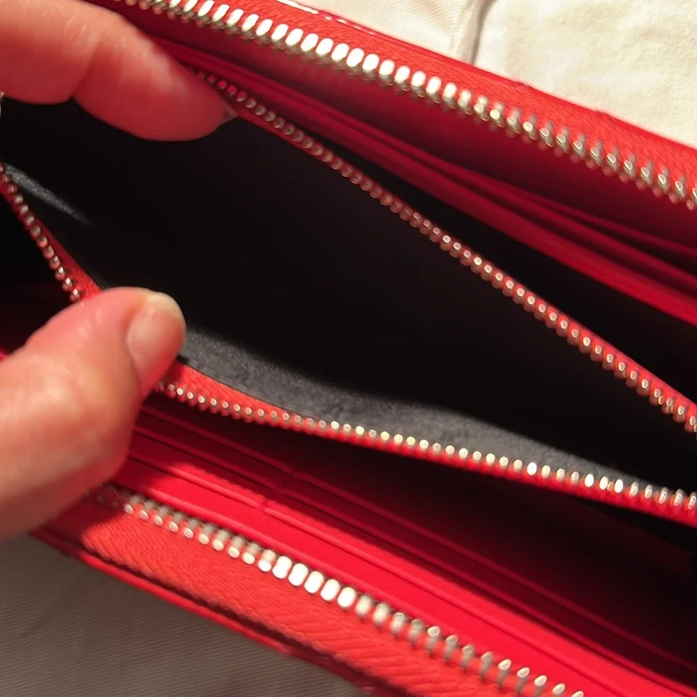 Christian Dior patent long wallet with charm